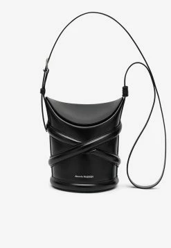 Alexander McQueen Small Bucket Bag In Calf Leather Black