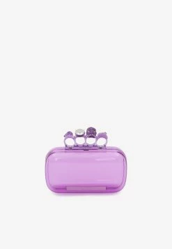 Alexander McQueen Four Ring Embellished Clutch Bag Lilac -Cheap TOP-HANDLE-BAGS Store 657182JA9035310 203