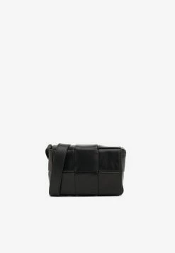 Bottega Veneta Mini Candy Cassette Crossbody Bag In Intreccio Leather Black