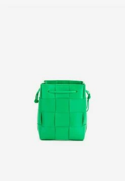Bottega Veneta Small Cassette Bucket Bag In Intreccio Leather Parakeet
