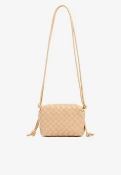 Bottega Veneta Mini Loop Intrecciato Crossbody Bag Almond