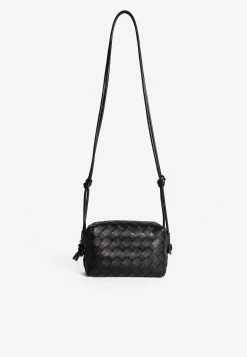 Bottega Veneta Mini Loop Intrecciato Crossbody Bag Black