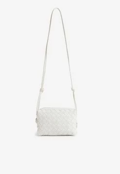 Bottega Veneta Mini Intrecciato Strapped Crossbody Bag White