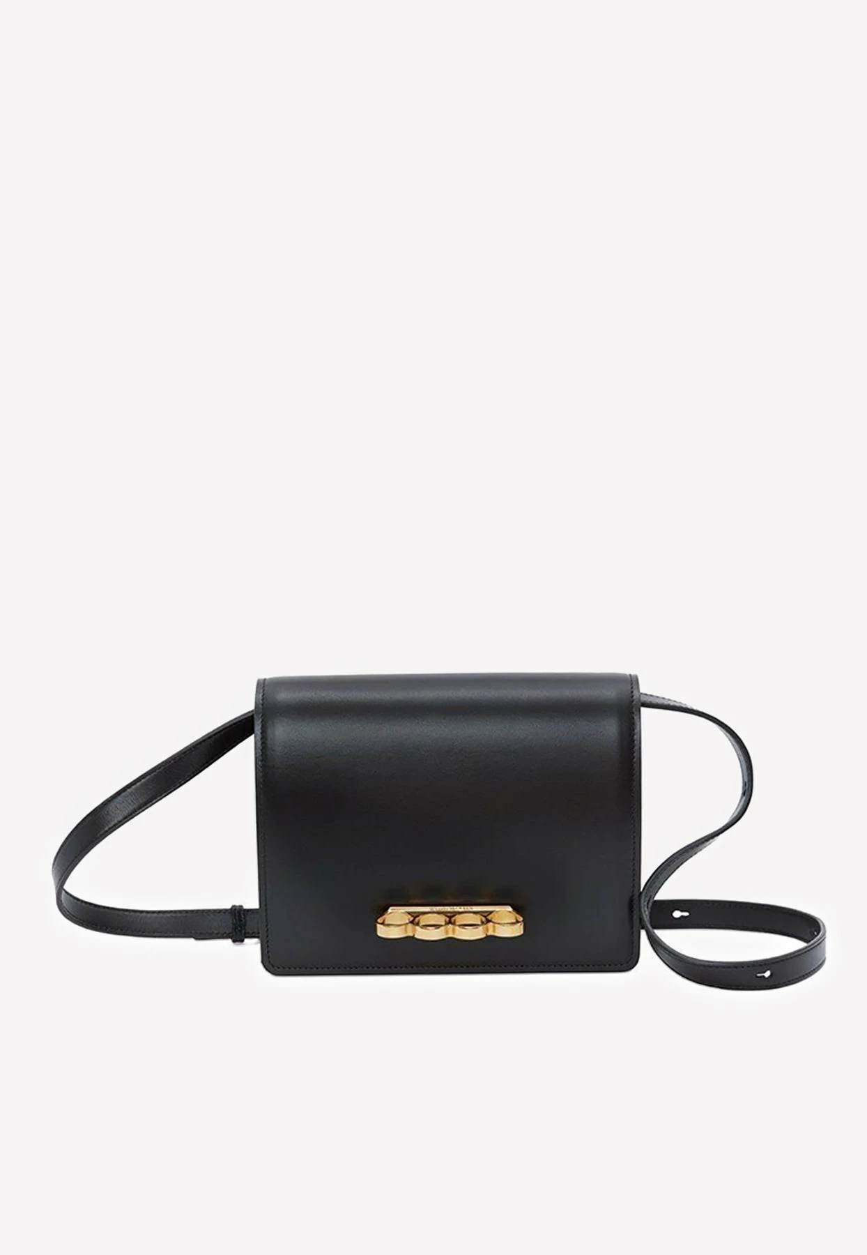 Alexander McQueen Four Ring Leather Shoulder Bag Black 1 Alexander McQueen Four Ring Leather Shoulder Bag Black