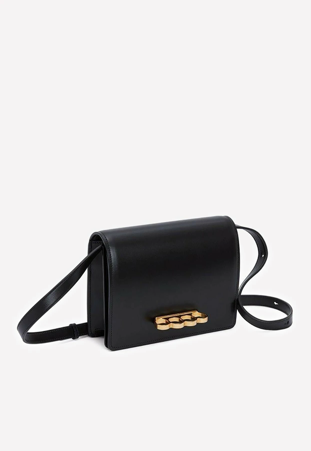 Alexander McQueen Four Ring Leather Shoulder Bag Black 3 Alexander McQueen Four Ring Leather Shoulder Bag Black - Image 3