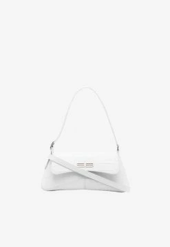 Balenciaga XX Small Flap Bag In Croc-Embossed Calf Leather White