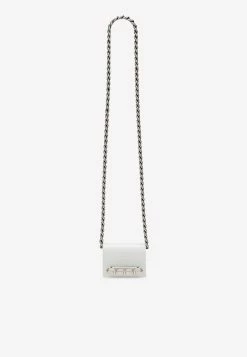 Alexander McQueen Four Ring Micro Shoulder Bag In Leather White