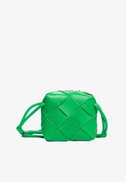 Bottega Veneta Mini Cassette Crossbody Bag In Intreccio Leather Parakeet