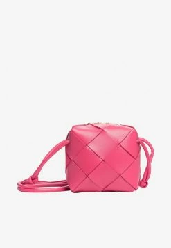 Bottega Veneta Mini Cassette Crossbody Bag In Intreccio Leather Cranberry