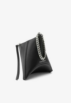 Alexander McQueen The Curve Leather Clutch Black