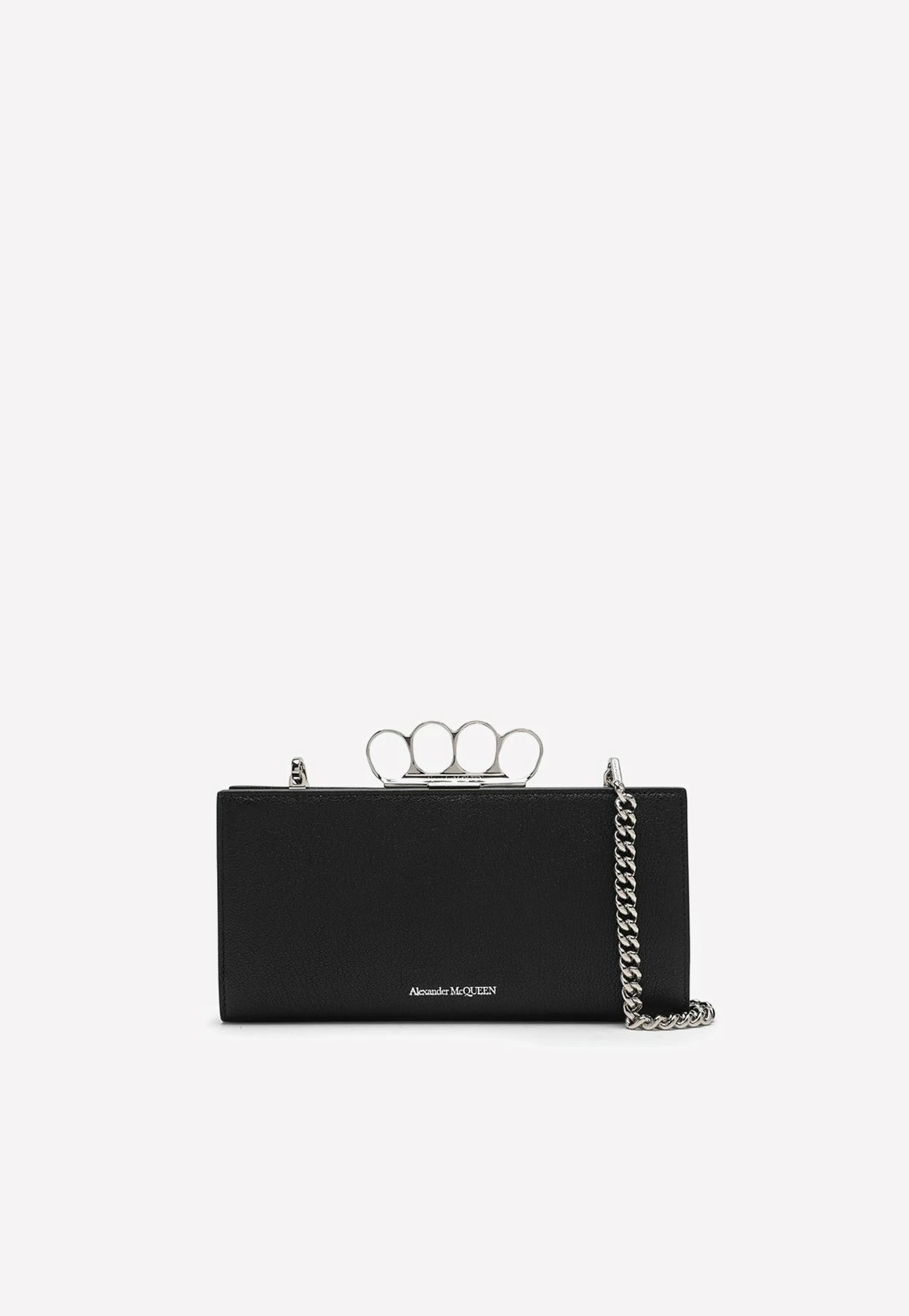 Alexander McQueen Four Ring Leather Clutch Black 1 Alexander McQueen Four Ring Leather Clutch Black