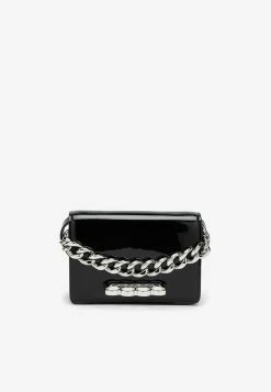Alexander McQueen Mini Shoulder Bag In Patent Leather Black