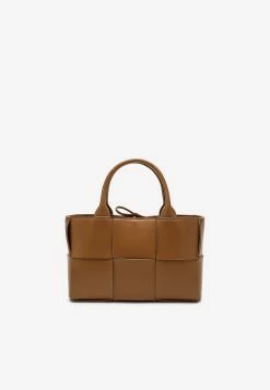 Bottega Veneta Mini Acro Tote Bag In Intreccio Grained Leather Camel -Cheap TOP-HANDLE-BAGS Store 709337VCQC2 202593 201