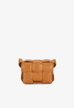 Bottega Veneta Mini Padded Cassette Shoulder Bag In Intreccio Leather Camel -Cheap TOP-HANDLE-BAGS Store 716648VCQR1 202593