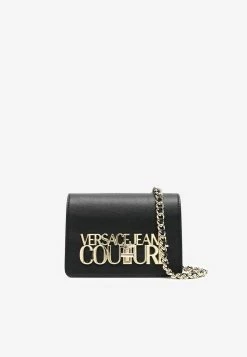 Versace Jeans Logo Lettering Crossbody Bag Black