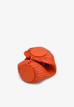 Loewe Pleated Bracelet Clutch In Nappa Leather Orange