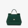 Dolce & Gabbana Medium Sicily Top Handle Bag In Polished Leather  Green