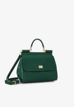 Dolce & Gabbana Medium Sicily Top Handle Bag In Polished Leather  Green -Cheap TOP-HANDLE-BAGS Store BB6002 20A1037 2087174 201