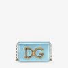 Dolce & Gabbana DG Girls Nappa Mordore Leather Chain Clutch Blue