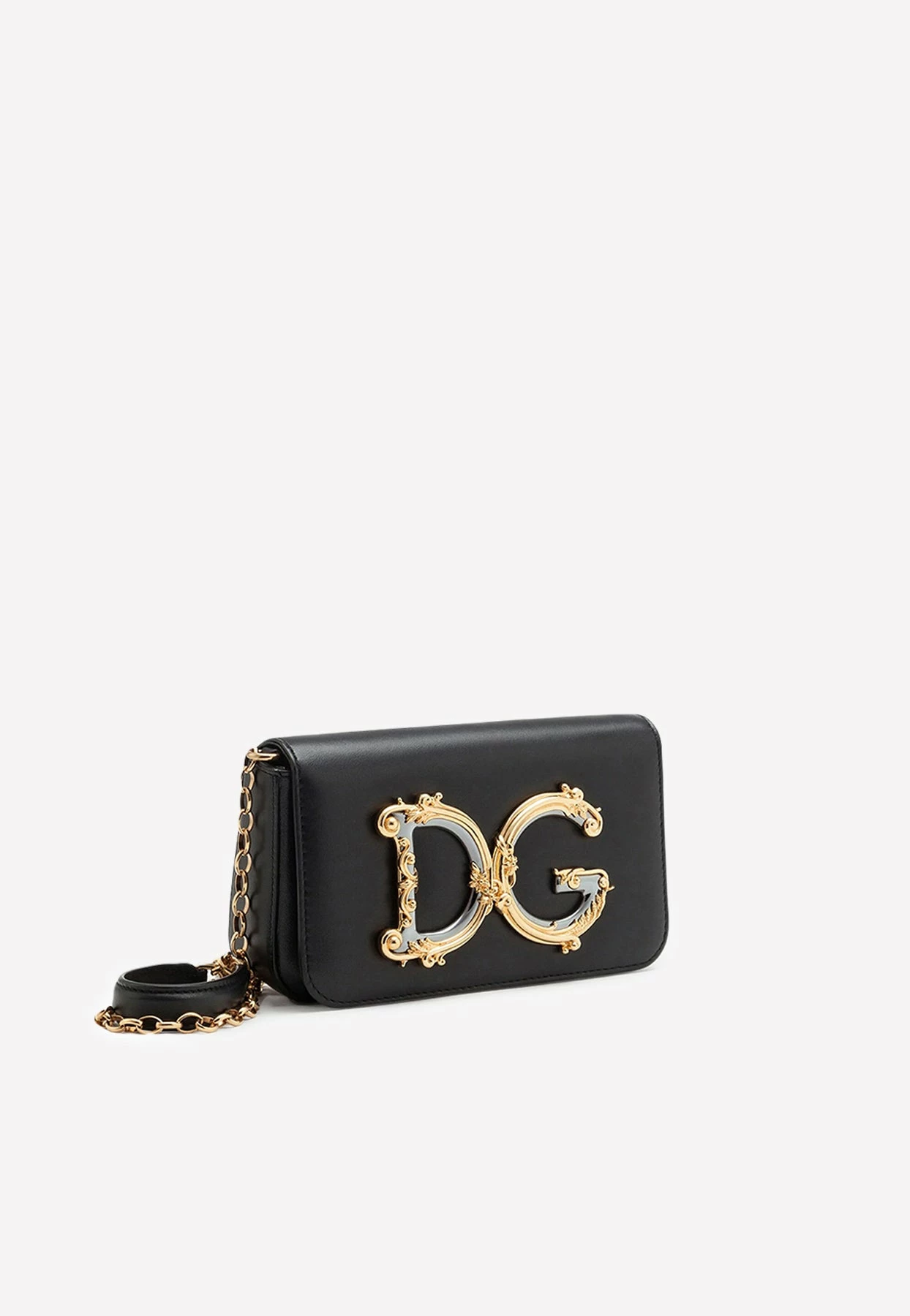 Dolce & Gabbana DG Girls Calf Leather Chain Clutch Black 2 Dolce & Gabbana DG Girls Calf Leather Chain Clutch Black - Image 2