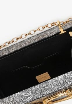 Dolce & Gabbana DG Box Plexi Lamé Jacquard Chain Clutch Bag Silver -Cheap TOP-HANDLE-BAGS Store BB6942AO001 80998 3