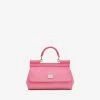 Dolce & Gabbana Small Sicily Top Handle Bag In Patent Leather Pink