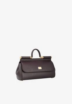 Dolce & Gabbana Medium Sicily Top Handle Bag In Dauphine Leather Purple -Cheap TOP-HANDLE-BAGS Store BB7117 20A1001 208M073 202
