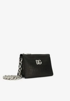 Dolce & Gabbana Small Tris Clutch Bag In Croc-Embossed Leather Black -Cheap TOP-HANDLE-BAGS Store BB7218 20AA446 2080999 201