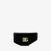 Dolce & Gabbana DG Logo Moon Clutch In Calf Leather Black