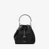 Jimmy Choo Bon Bon Bucket Bag In Raffia Net Black