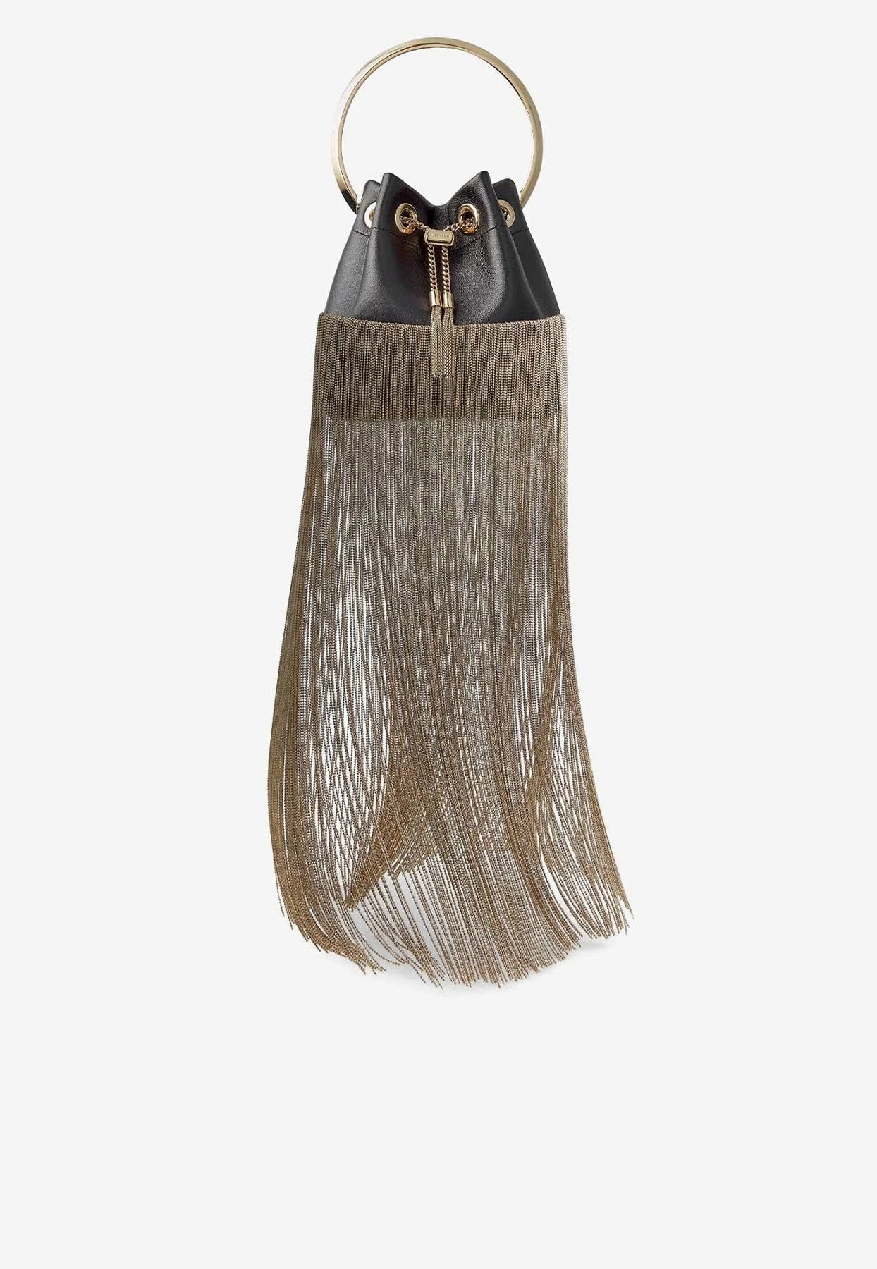 Jimmy Choo Bon Bon Bucket Bag With Metal Fringe In Nappa Leather Black 2 Jimmy Choo Bon Bon Bucket Bag With Metal Fringe In Nappa Leather Black - Image 2