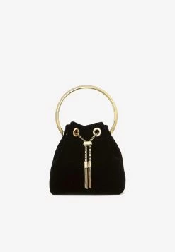 Jimmy Choo Bon Bon Velvet Bucket Bag Black