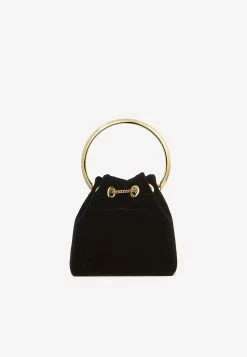 Jimmy Choo Bon Bon Velvet Bucket Bag Black -Cheap TOP-HANDLE-BAGS Store BON 20BON 20VKK 20BLACK 202