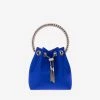 Jimmy Choo Bon Bon Crystal-Embellished Satin Bucket Bag Electric Blue