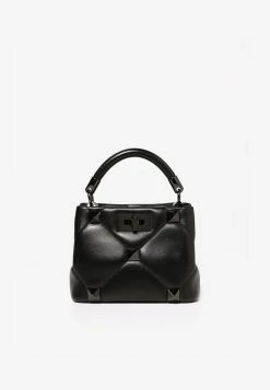 Valentino Roman Stud 520 The Handle Bag In Sheepskin Black