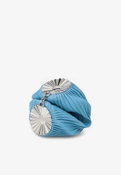 Loewe Pleated Bracelet Clutch In Nappa Leather Light Blue