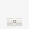 Manolo Blahnik Capri Satin Clutch With CLC Crystal Buckle Cream