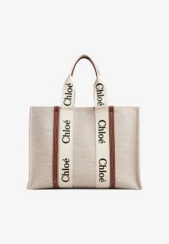 Chloé Large Woody Logo Tote Bag White