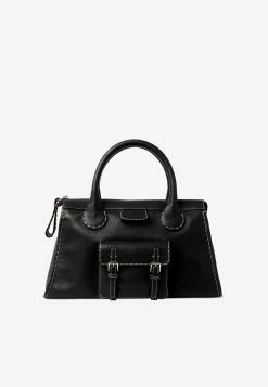 Chloé Medium Edith Day Top Handle Bag With Stitch Detail Black
