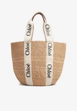 Chloé Large Woody Basket Tote Bag White