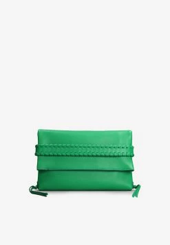 Chloé Leather Woven Clutch Bag Green