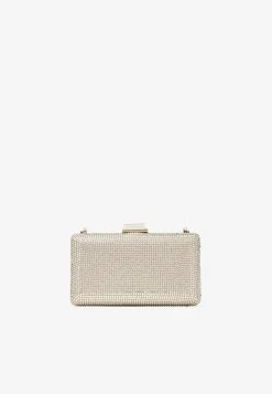 Jimmy Choo Clemmie Crystal Suede Clutch Gold