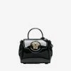 Versace Small La Medusa Top Handle Bag In Patent Leather Black