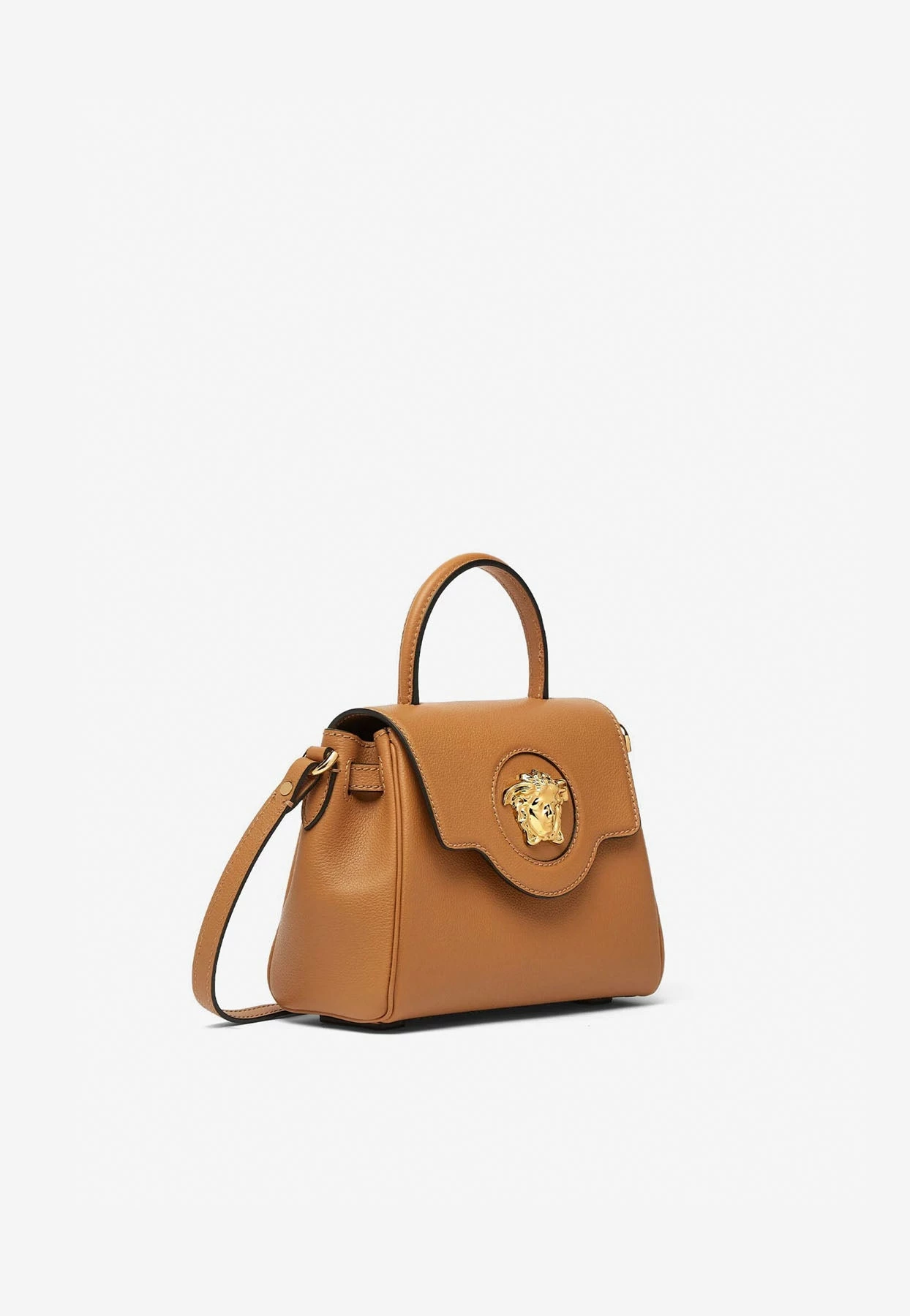 Versace Small La Medusa Top Handle Bag In Calf Leather Brown 2 Versace Small La Medusa Top Handle Bag In Calf Leather Brown - Image 2
