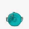 Versace Medusa Round Crossbody Bag In Grained Leather Turquoise