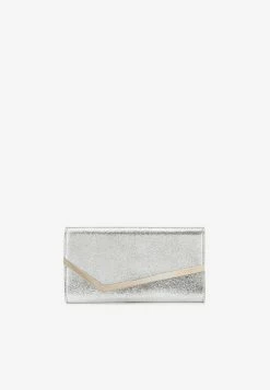 Jimmy Choo Emmie Glittered Clutch Bag Silver