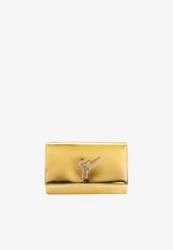 Giuseppe Zanotti Cleopatra Metallic Clutch Bag With Chain Strap Gold