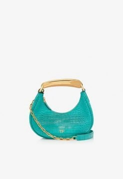 Tom Ford Mini Bianca Hobo Bag In Croc-Embossed Leather Turquoise