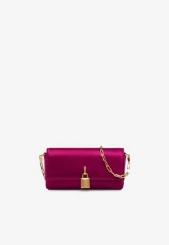 Tom Ford Satin Padlock Clutch Bag Purple
