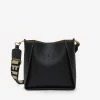 Stella McCartney Perforated Logo Shoulder Bag In Grained Leather Black